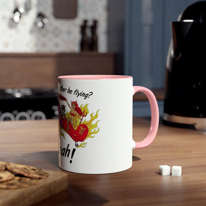 Would I Rather be Flying ? Hell Yeah ! Two-Tone Coffee Mugs, 11oz - Funky Aviation