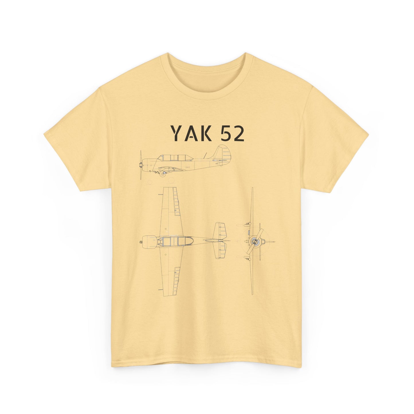 Yak-52 Blueprint T-Shirt — Vintage Aircraft Schematic Tee for Aviation Enthusiasts