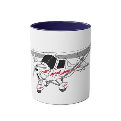 Cartoon Ikarus C42 Microlight Red Decals 11oz Coffee Mug