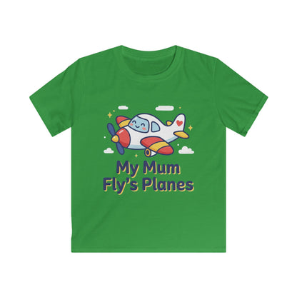 Kids Tee — "My Mum Fly's Planes" Cute Airplane Design for Little Aviators