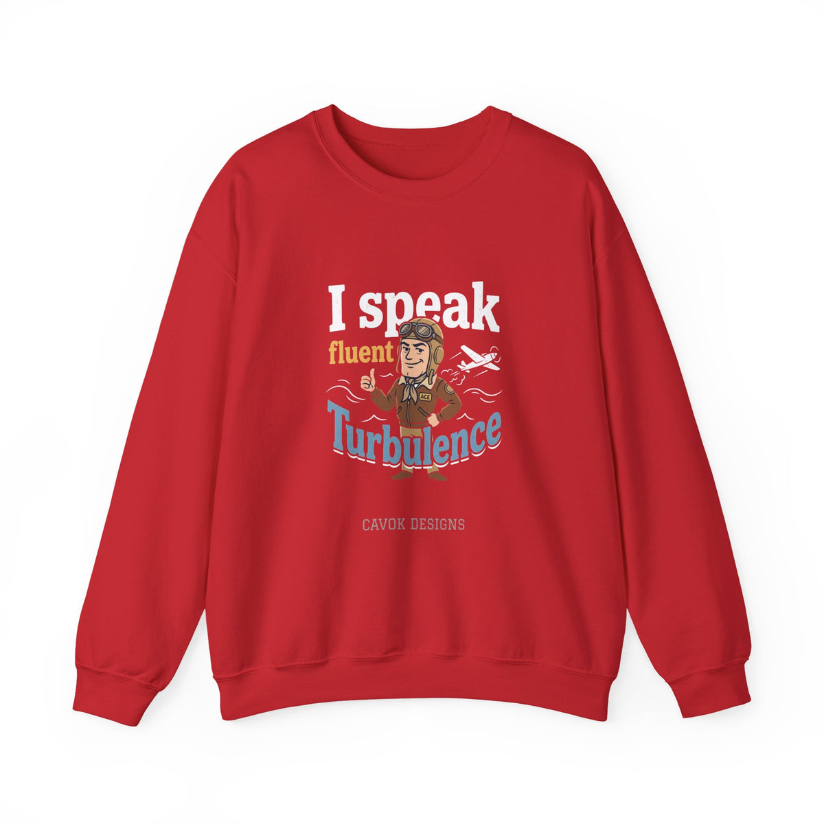 Aviation Crewneck Sweatshirt – "Fluent Turbulence" Vintage Pilot Graphic