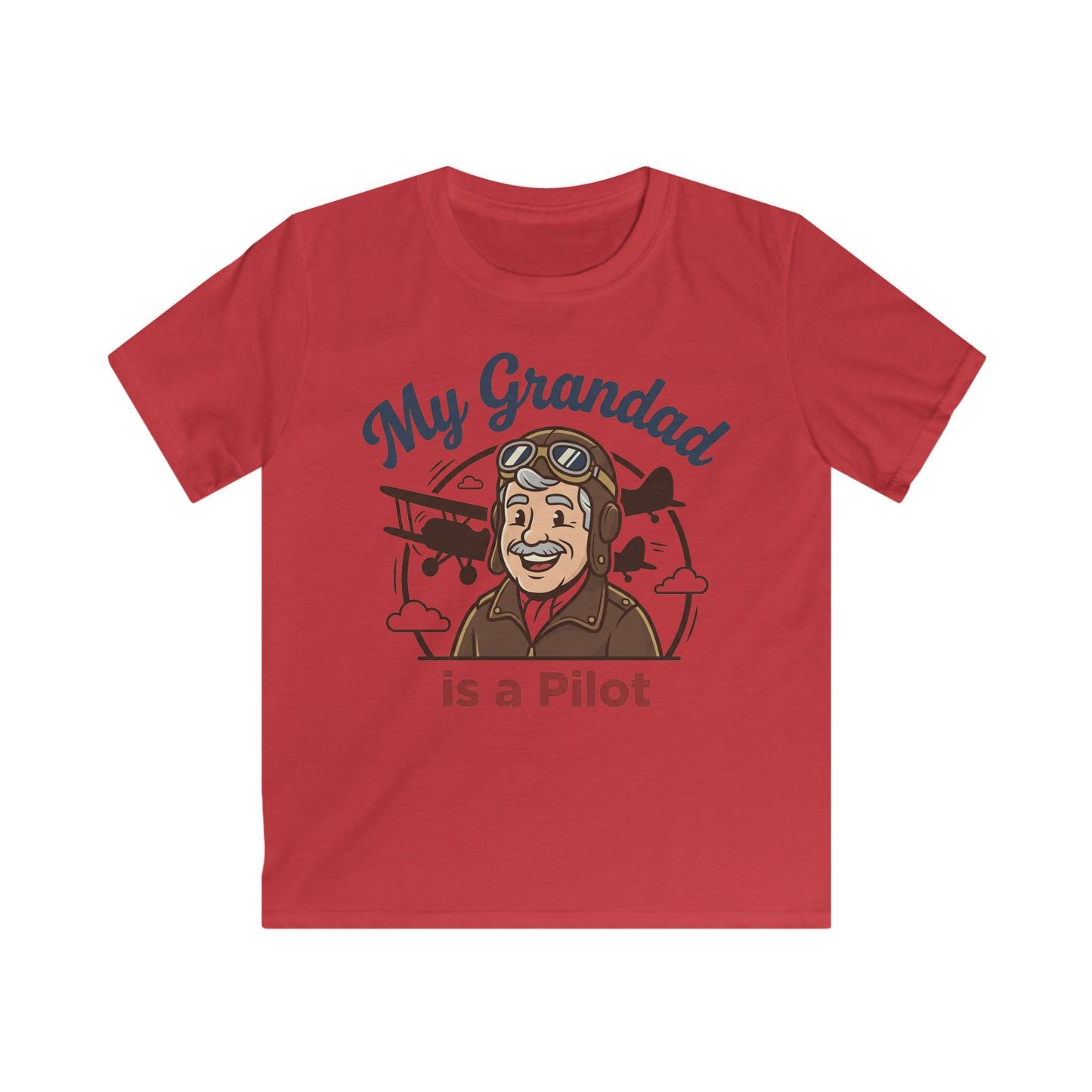 Kids Tee — "My Grandad Is a Pilot" Vintage Aviator T‑Shirt for Grandchildren