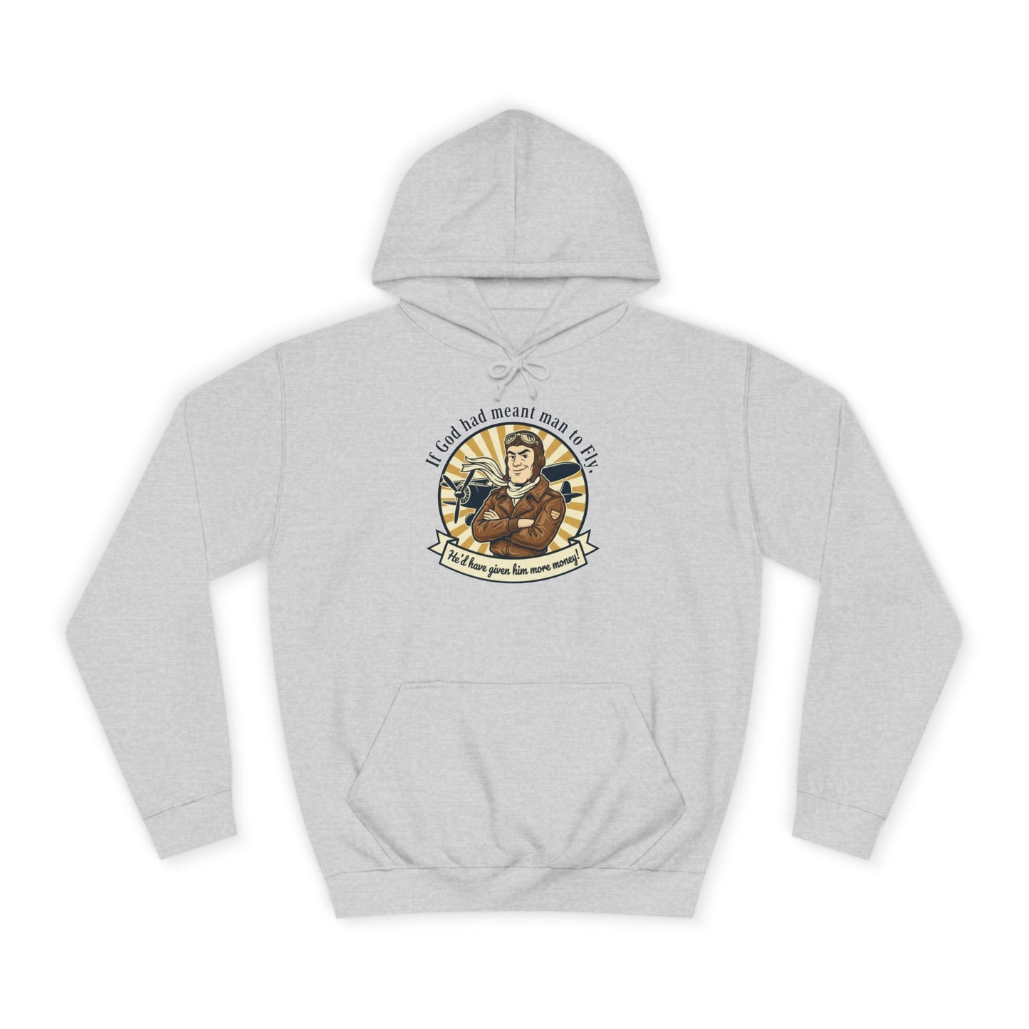 Aviator Retro College Hoodie — “I’ll Save You From The Storm” Vintage Pilot Graphic