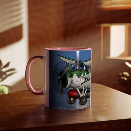 Navy Swordfish Design Two-Tone Coffee Mugs, 11oz - Funky Aviation