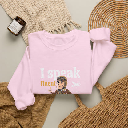 Aviation Crewneck Sweatshirt – "Fluent Turbulence" Vintage Pilot Graphic