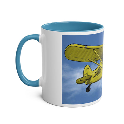 Super Yellow Cub Two-Tone Coffee Mugs, 11oz - Funky Aviation