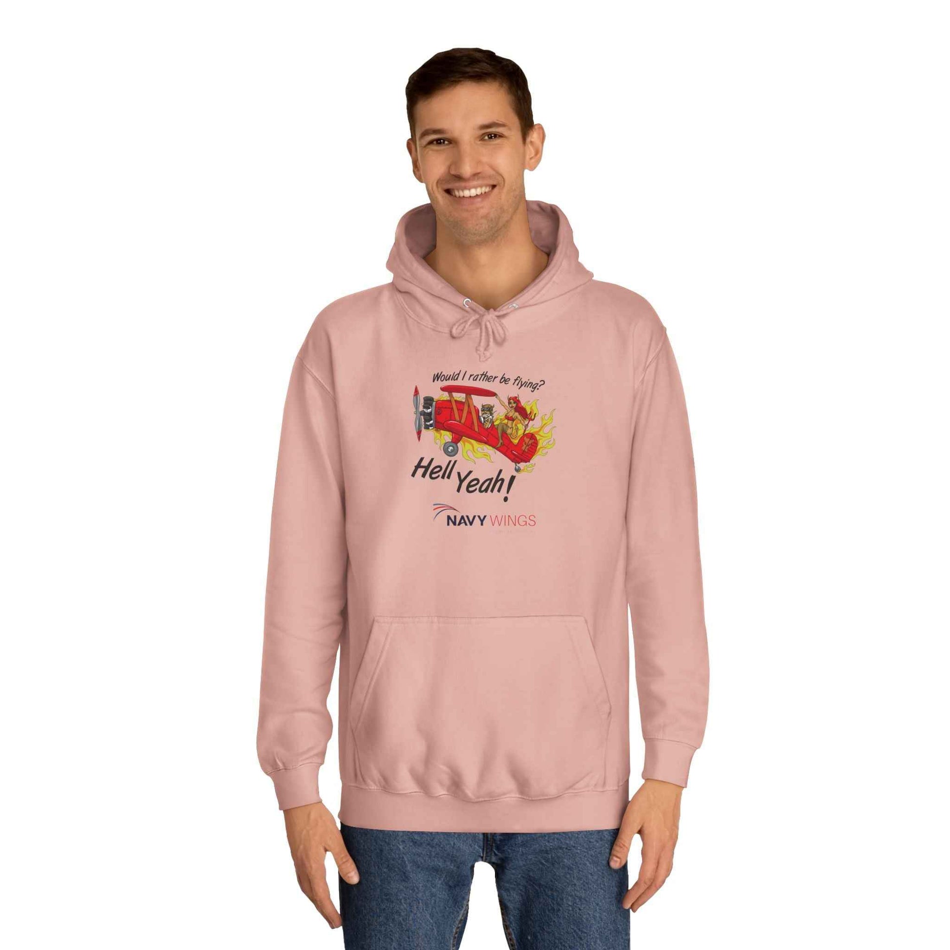 Vintage Red Airplane Hoodie — "Hell Yeah!" Graphic College Pullover