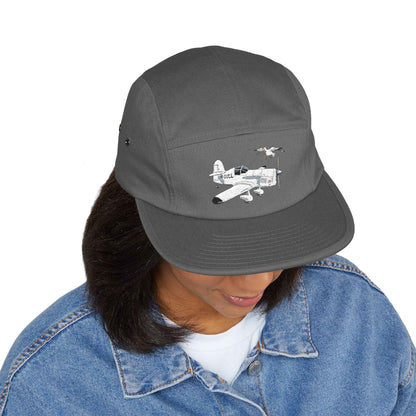 Vintage Mew Gull Aviation 5-Panel Cap — Minimalist Embroidered Pilot Hat