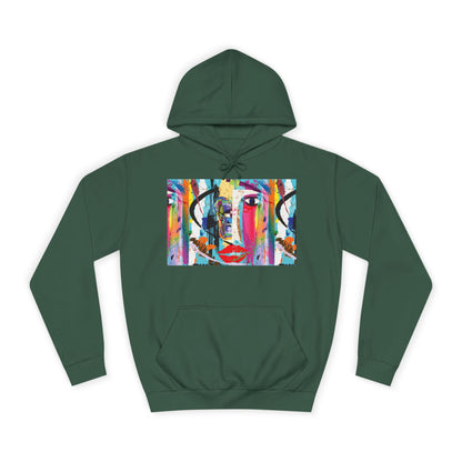 Abstract Colorful Face Hoodie — Vibrant Pop Art Graphic Pullover