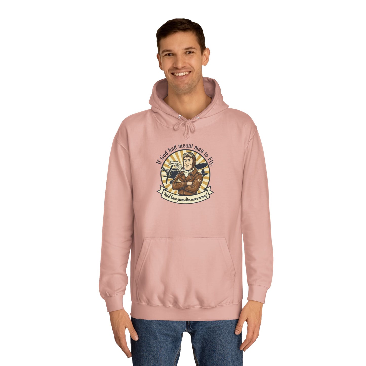 Aviator Retro College Hoodie — “I’ll Save You From The Storm” Vintage Pilot Graphic