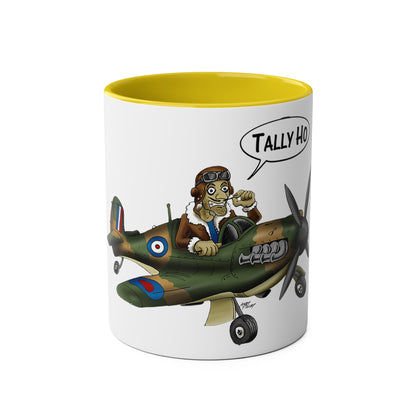 Tally Ho Spitfire Two-Tone Coffee Mugs, 11oz - Funky Aviation