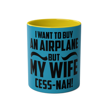 Cess-Nah Slogan Two-Tone Coffee Mugs, 11oz - Funky Aviation