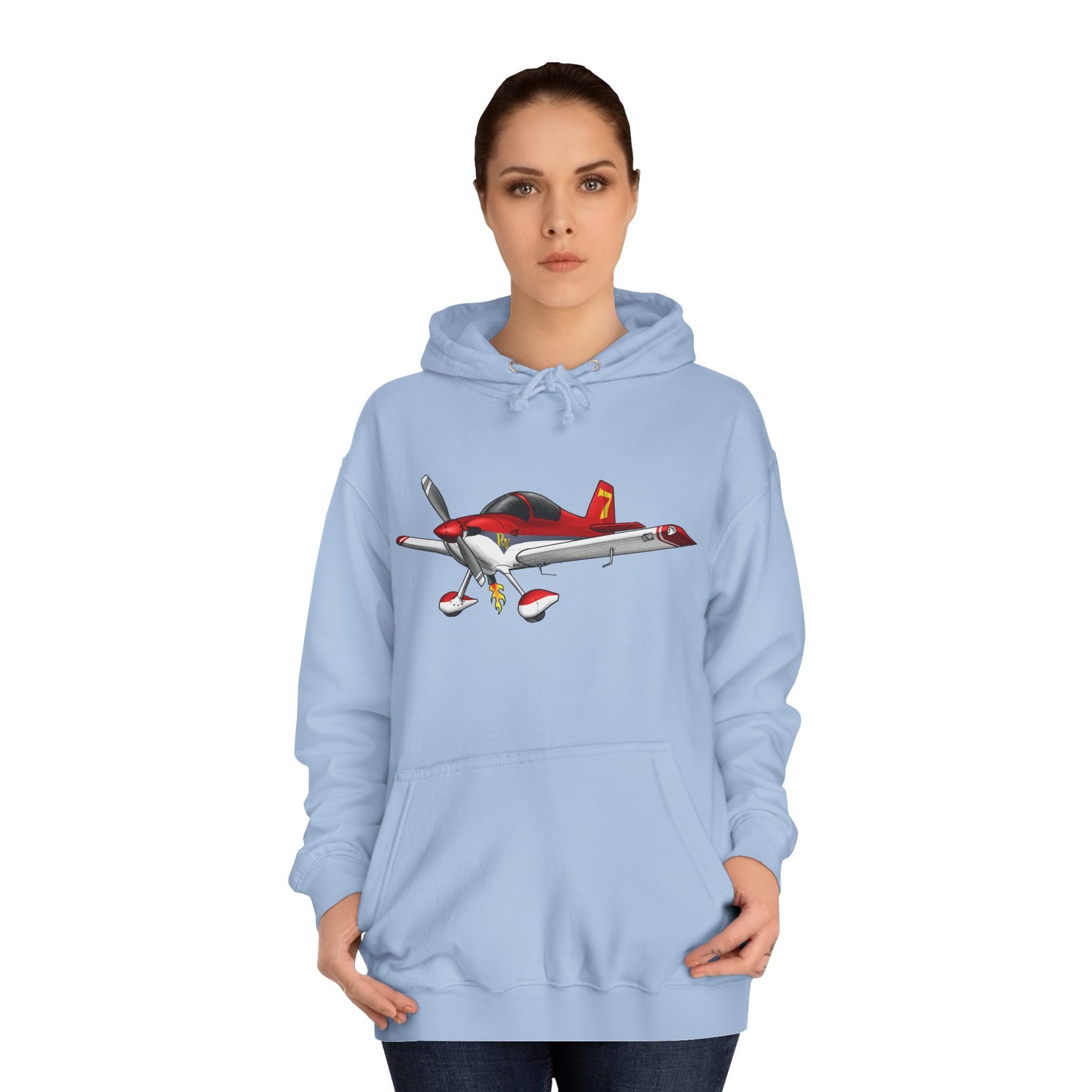 RV7 Aviation Hoodie — Small Red Aerobatic Aircraft Graphic