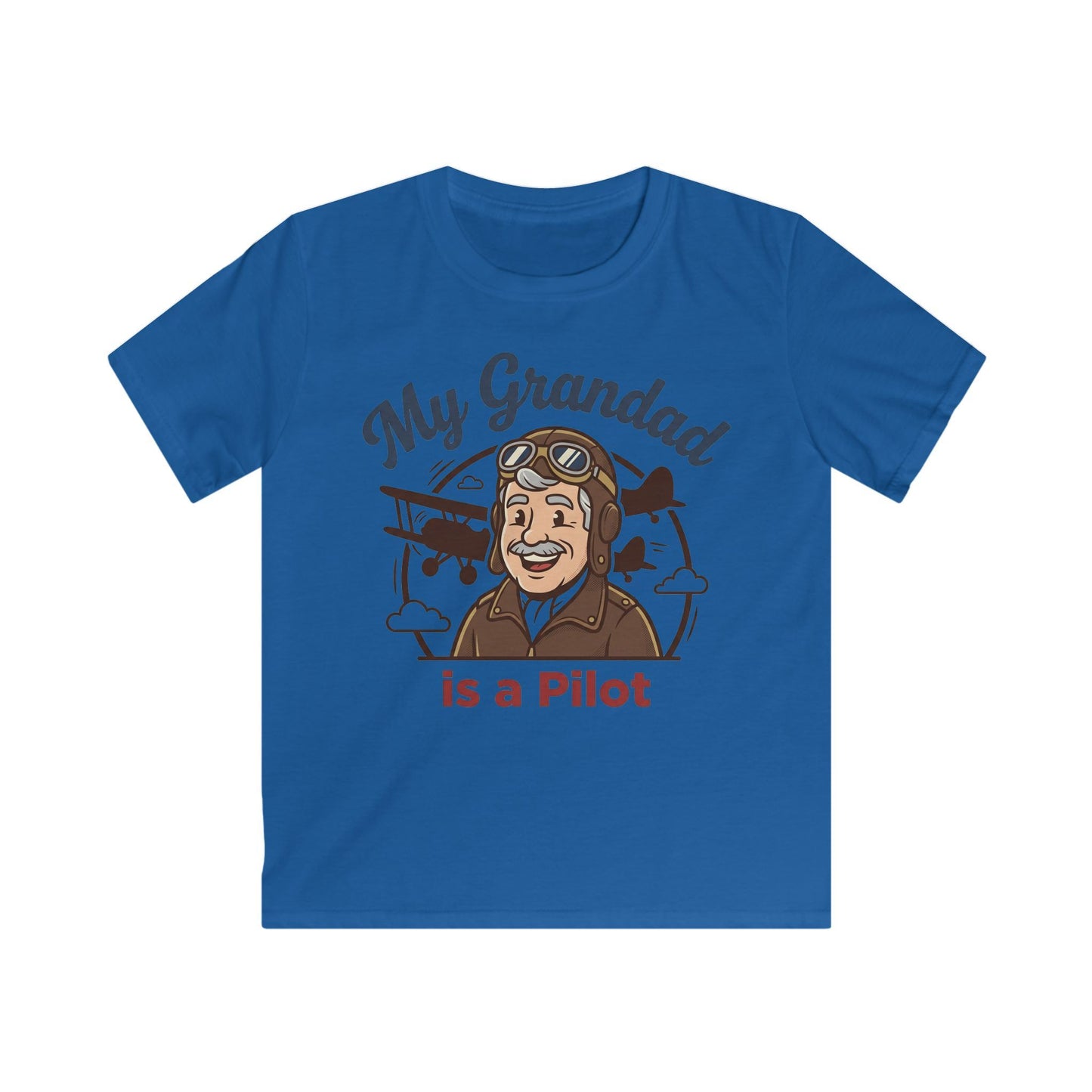 Kids Tee — "My Grandad Is a Pilot" Vintage Aviator T‑Shirt for Grandchildren