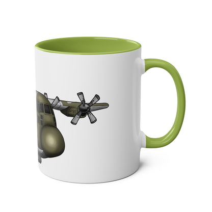 The Hercules Transport Aircraft Two-Tone Coffee Mugs, 11oz - Funky Aviation