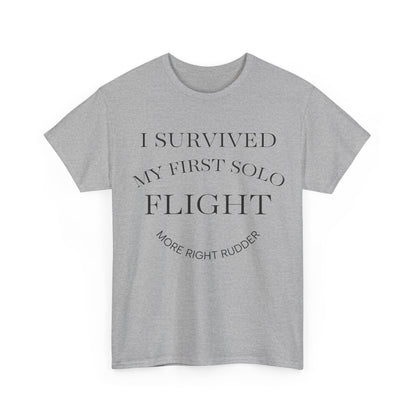 I Survived My First Solo Flight Unisex Heavy Cotton Tee