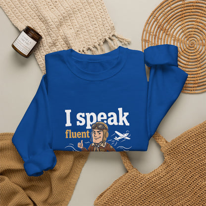 Aviation Crewneck Sweatshirt – "Fluent Turbulence" Vintage Pilot Graphic