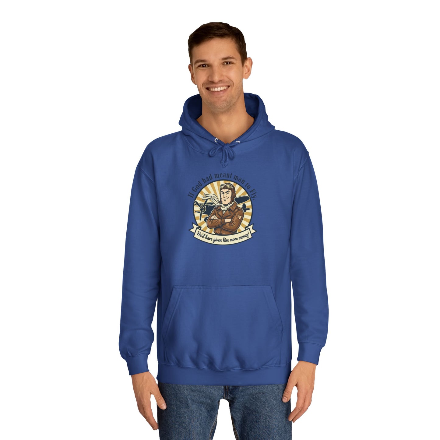 Aviator Retro College Hoodie — “I’ll Save You From The Storm” Vintage Pilot Graphic
