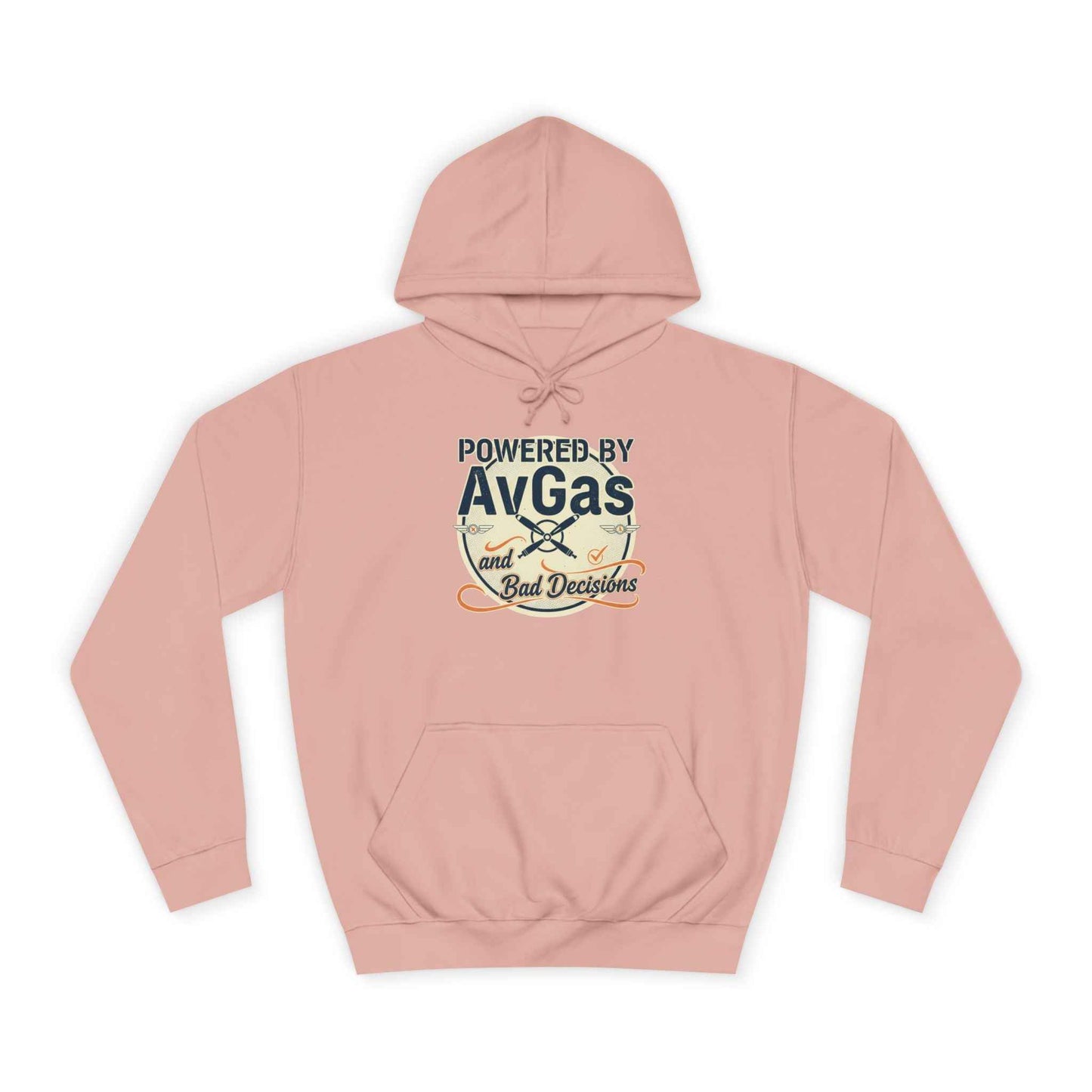 Powered by AvGas Hoodie — Vintage Pilot Aviation Sweatshirt