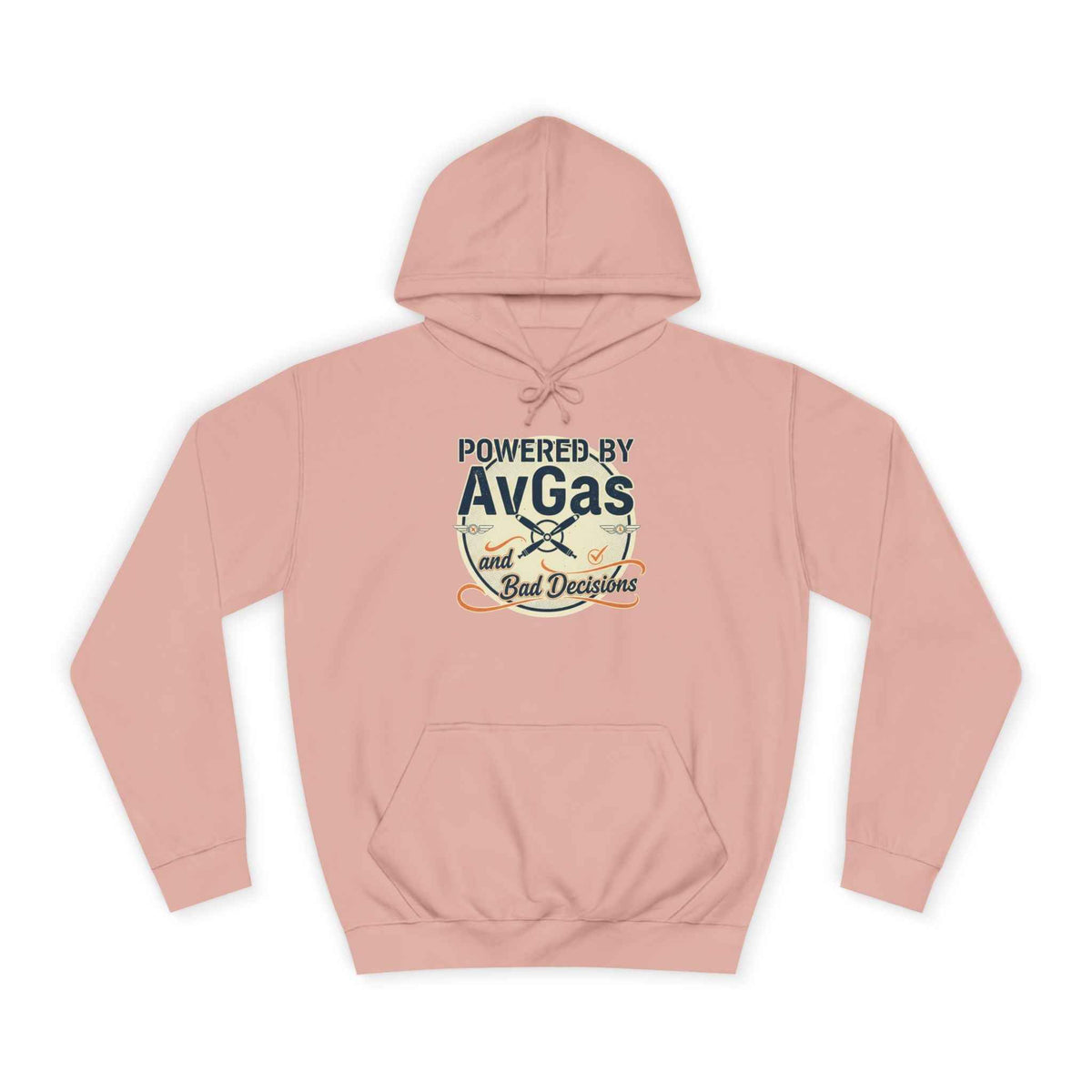Powered by AvGas Hoodie — Vintage Pilot Aviation Sweatshirt