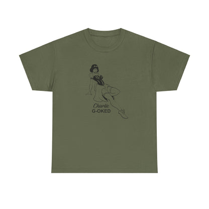 Cotton Tee - The Nose Art Cessna G-OKED Aircraft Cartoon Design