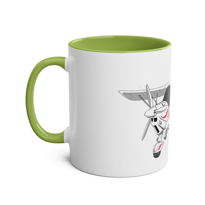 Cartoon Ikarus C42 Microlight Red Decals 11oz Coffee Mug