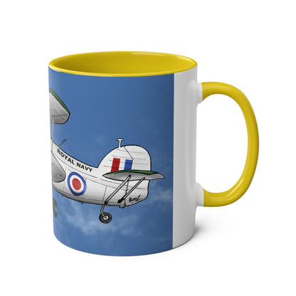 Navy Swordfish Design Two-Tone Coffee Mugs, 11oz - Funky Aviation