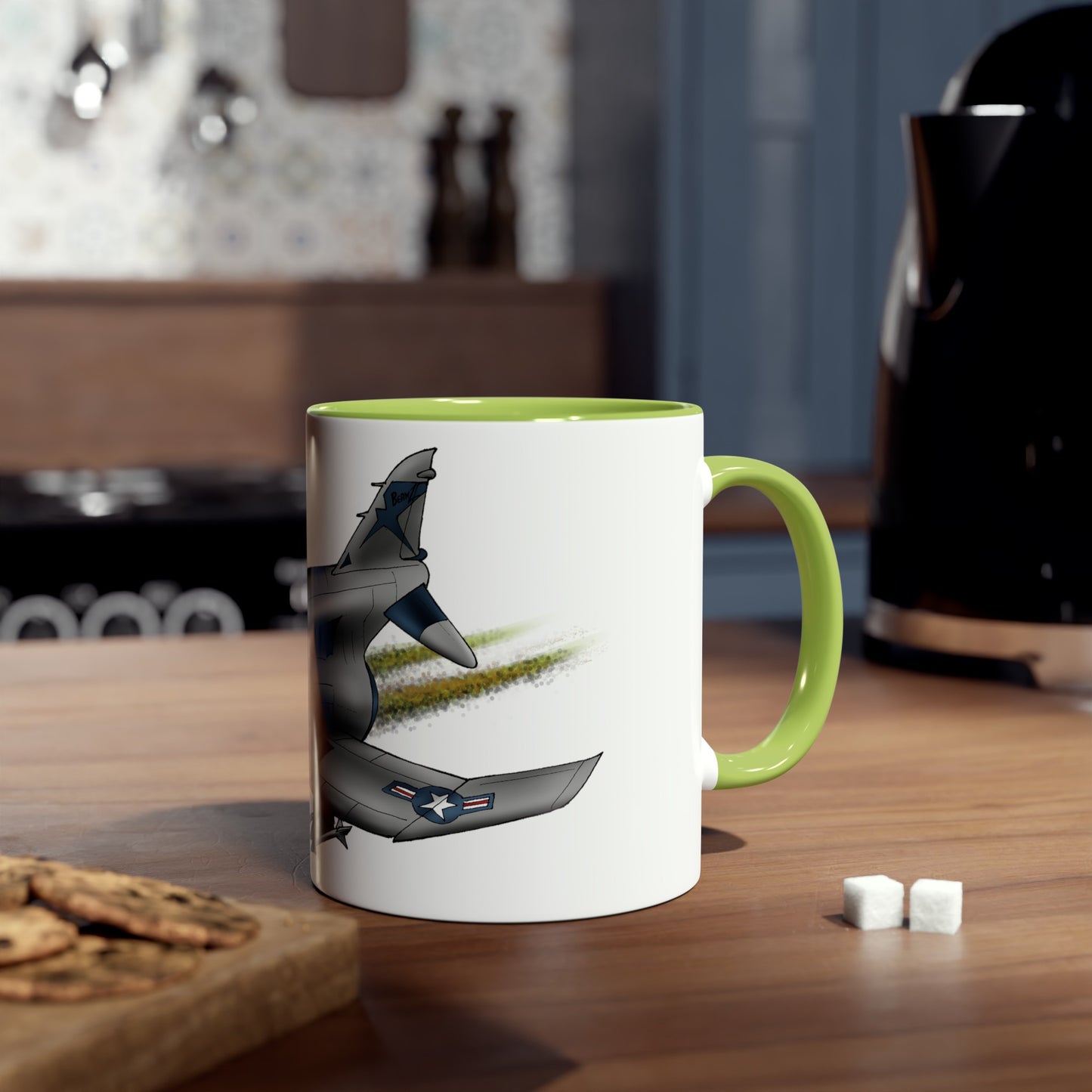 Phantom Fighter Jet Two-Tone Coffee Mugs, 11oz