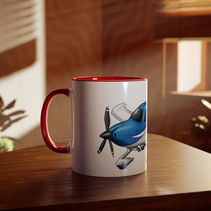 Cirrus Aircraft Hand drawn art Two-Tone Coffee Mugs, 11oz - Funky Aviation