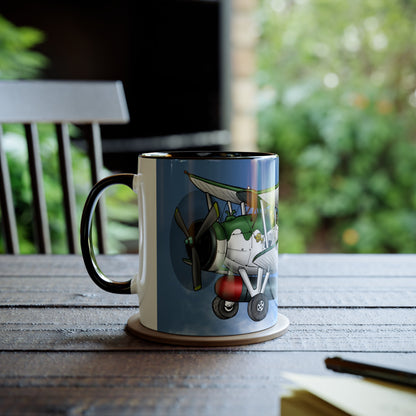 Navy Swordfish Design Two-Tone Coffee Mugs, 11oz - Funky Aviation