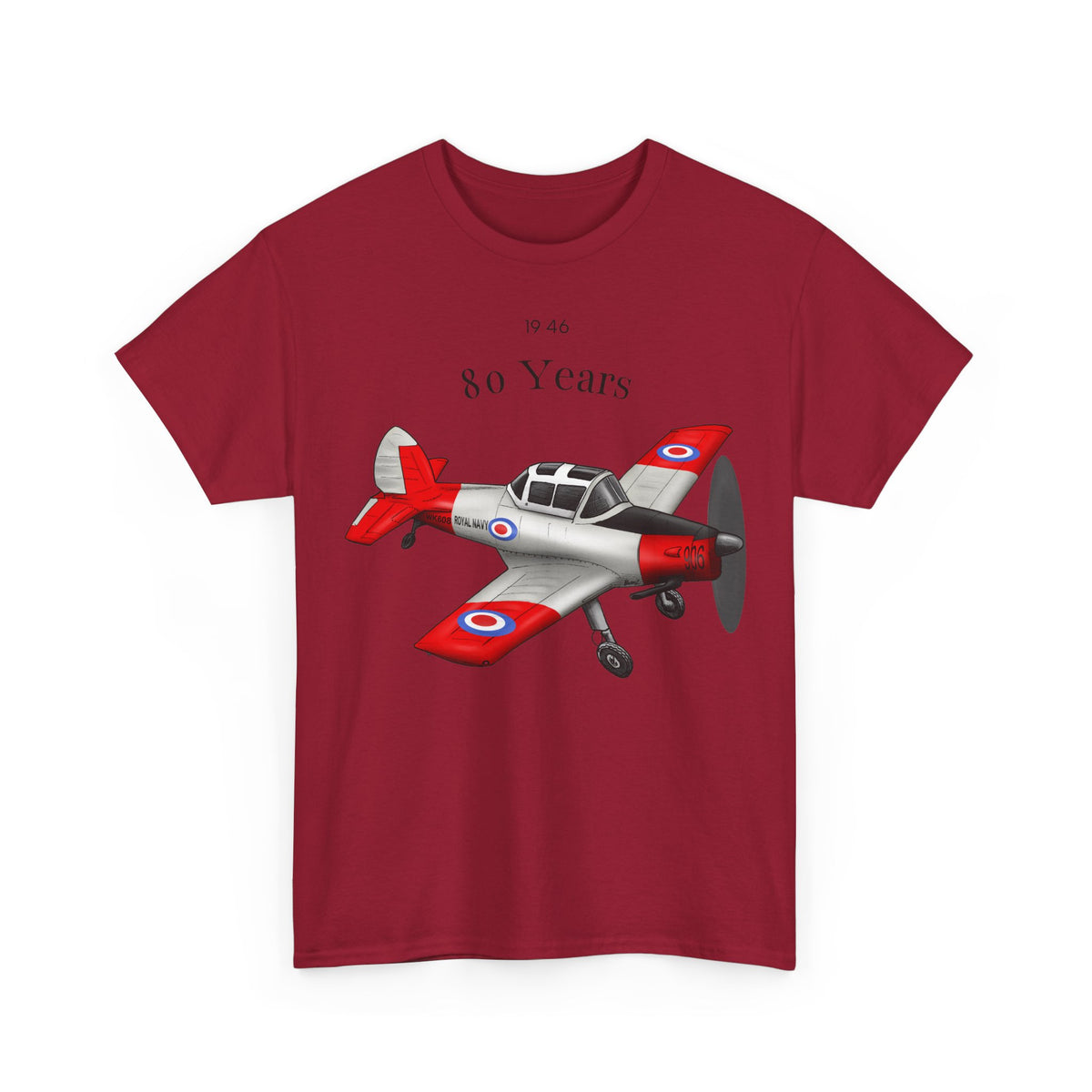 Chipmunk Vintage Airplane Tee — "80 Years" Commemorative Aviation Shirt