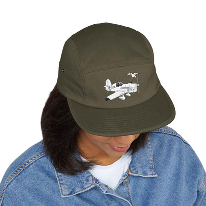 Vintage Mew Gull Aviation 5-Panel Cap — Minimalist Embroidered Pilot Hat