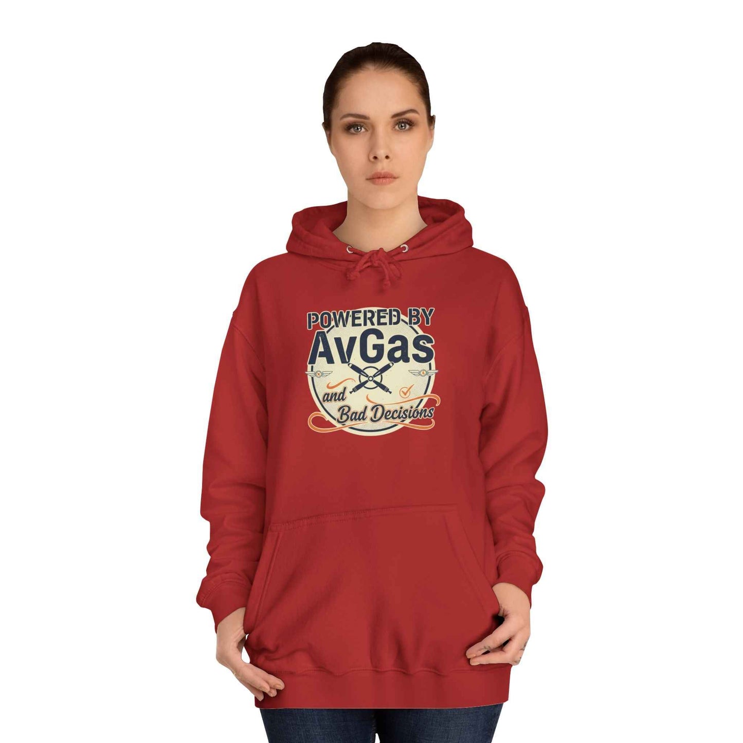 Powered by AvGas Hoodie — Vintage Pilot Aviation Sweatshirt