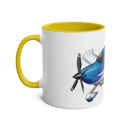 Cirrus Aircraft Hand drawn art Two-Tone Coffee Mugs, 11oz - Funky Aviation