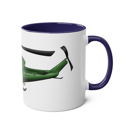 Huey Chopper Two-Tone Coffee Mugs, 11oz - Funky Aviation
