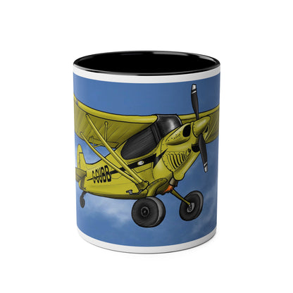 Super Yellow Cub Two-Tone Coffee Mugs, 11oz - Funky Aviation