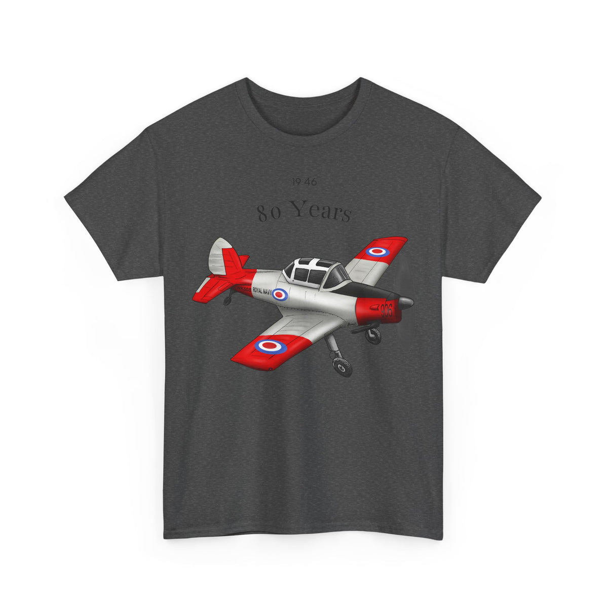 Chipmunk Vintage Airplane Tee — "80 Years" Commemorative Aviation Shirt