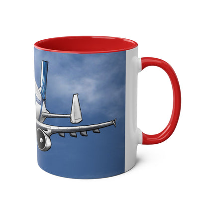Beluga Airbus Cartoon Two-Tone Coffee Mugs, 11oz - Funky Aviation