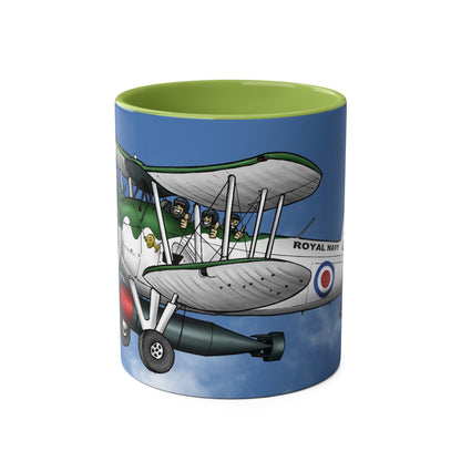 Navy Swordfish Design Two-Tone Coffee Mugs, 11oz - Funky Aviation