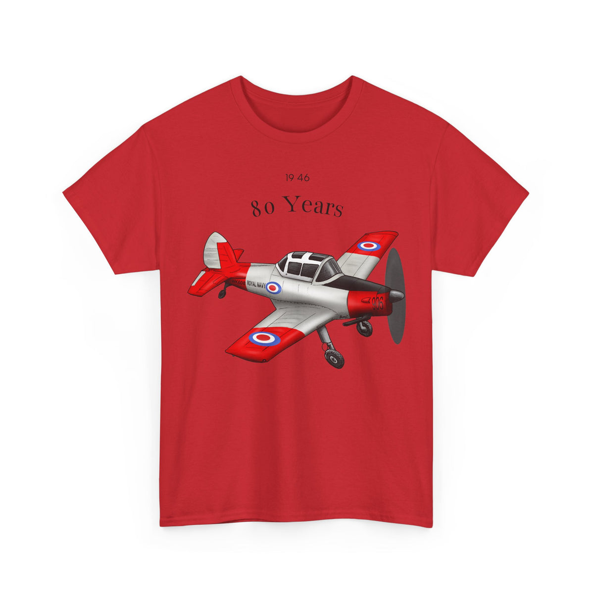 Chipmunk Vintage Airplane Tee — "80 Years" Commemorative Aviation Shirt