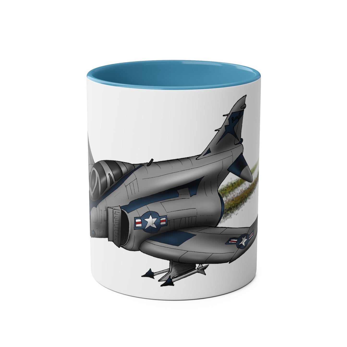 Phantom Fighter Jet Two-Tone Coffee Mugs, 11oz