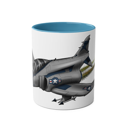 Phantom Fighter Jet Two-Tone Coffee Mugs, 11oz - Funky Aviation