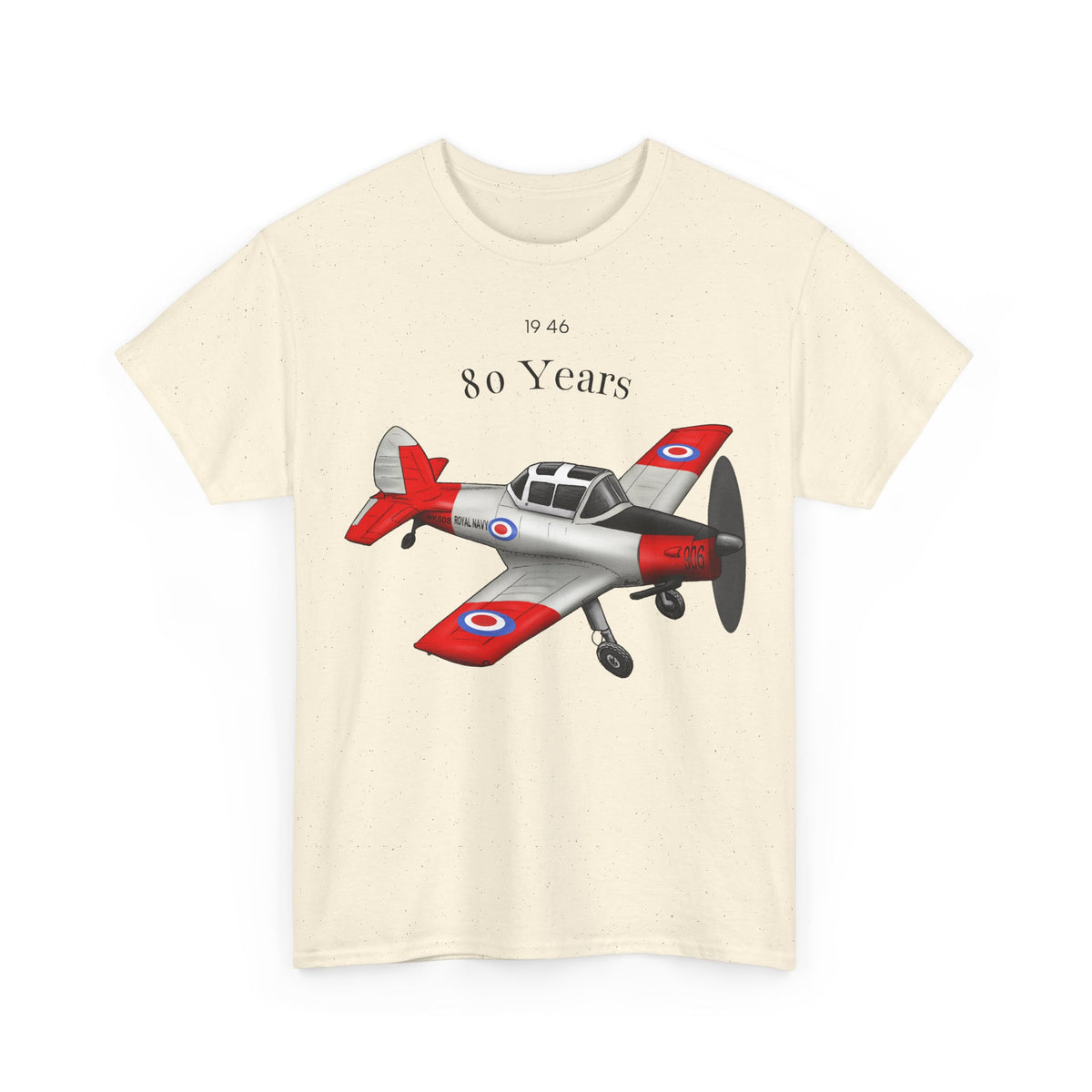 Chipmunk Vintage Airplane Tee — "80 Years" Commemorative Aviation Shirt