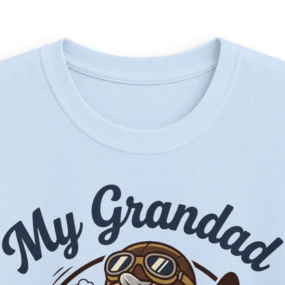 Kids Tee — "My Grandad Is a Pilot" Vintage Aviator T‑Shirt for Grandchildren