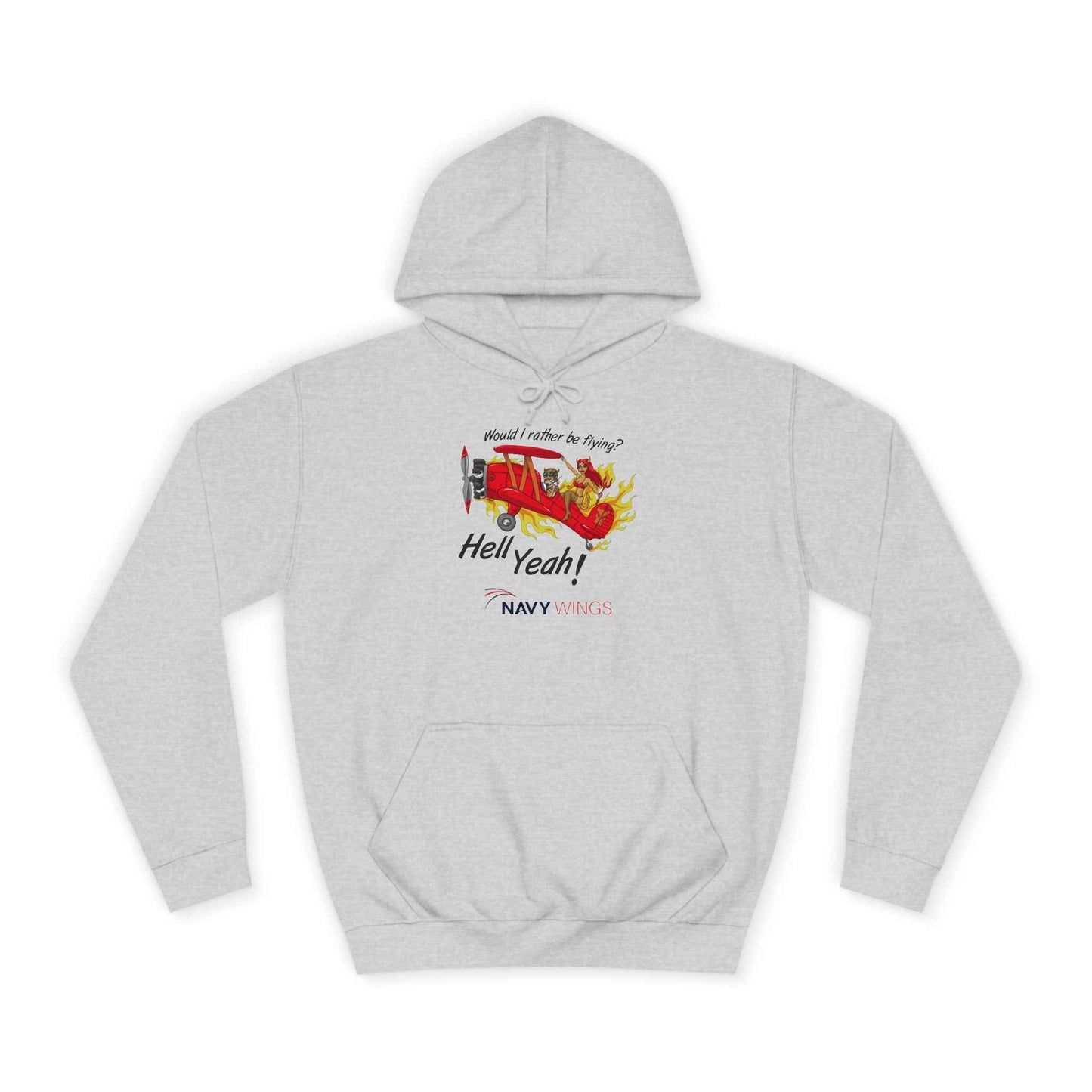 Vintage Red Airplane Hoodie — "Hell Yeah!" Graphic College Pullover
