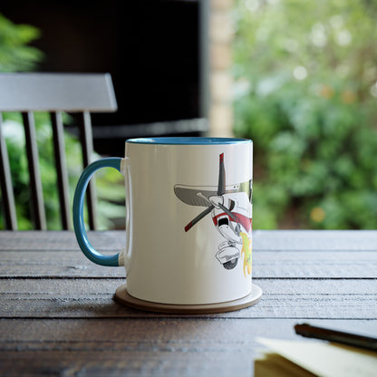 Cessna Bird Fryer Two-Tone Coffee Mugs, 11oz - Funky Aviation