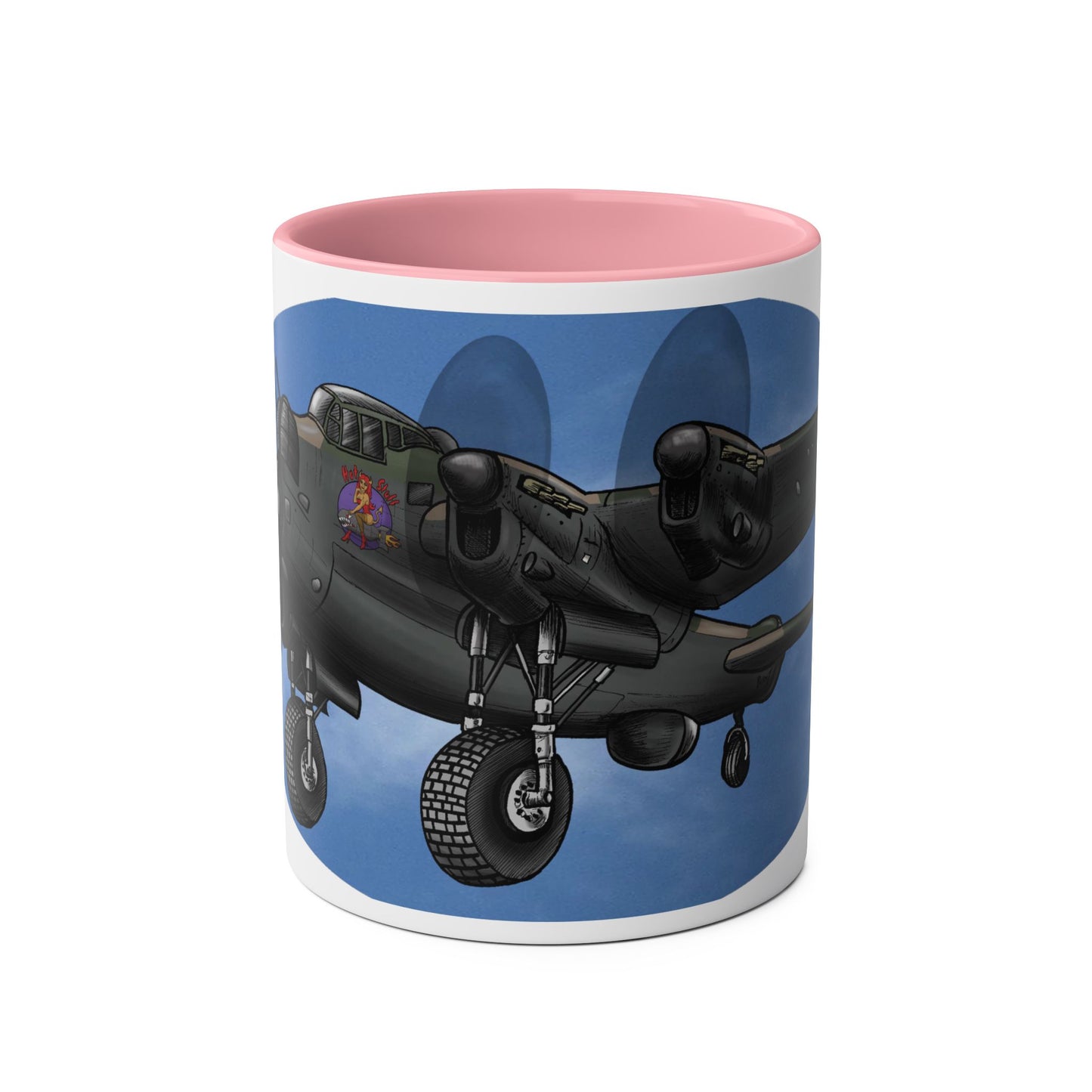 WWII Bomber Two-Tone Coffee Mug — Vintage WWII Aircraft Gift