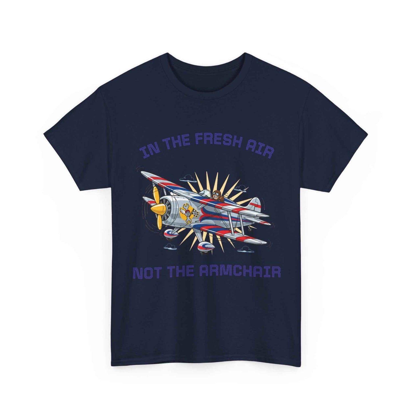 Aviation Adventure T‑Shirt — "In the Fresh Air, Not the Armchair" Vintage Biplane Tee
