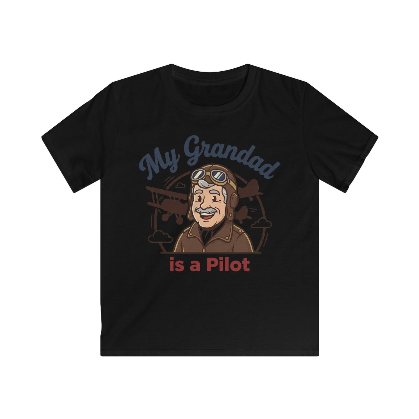 Kids Tee — "My Grandad Is a Pilot" Vintage Aviator T‑Shirt for Grandchildren