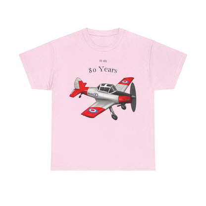 Chipmunk Vintage Airplane Tee — "80 Years" Commemorative Aviation Shirt